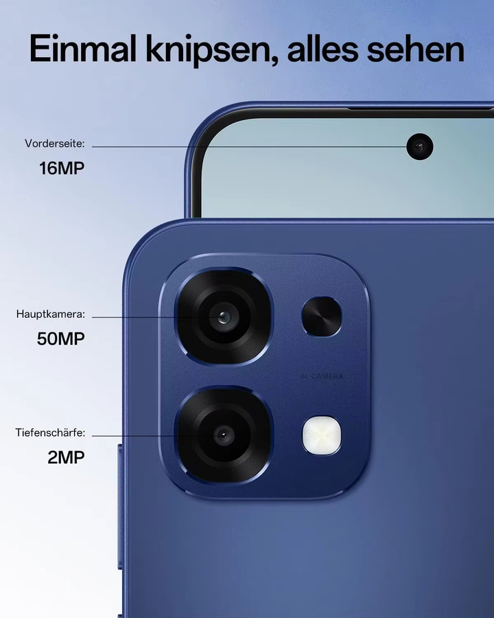 OPPO A6 Pro 5G Smartphone EU-Version mit 256 GB Speicher, 8 GB RAM, 6500 mAh Akku, MTK Dimensity 6300, AMOLED Display und 50 MP AI-Hauptkamera in Silber oder Blau - Bild 3