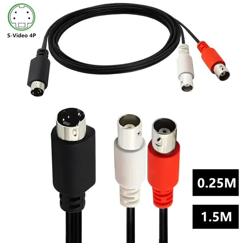 BSN S-Video auf 2 BNC Adapterkabel Schwarz, 4-polig Mini 4p auf BNC männlich und weiblich, Länge: 1,5 m - Bild 2