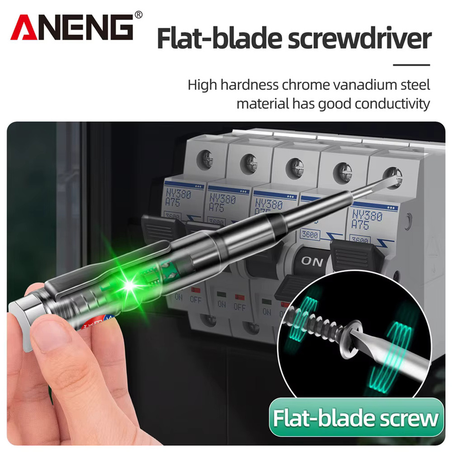 ANENG B14 Universal Spannungsprüfer Schraubendreher 24-250V mit induktiver Messung, Kontrollleuchte und Ton-Licht-Alarm - Bild 2