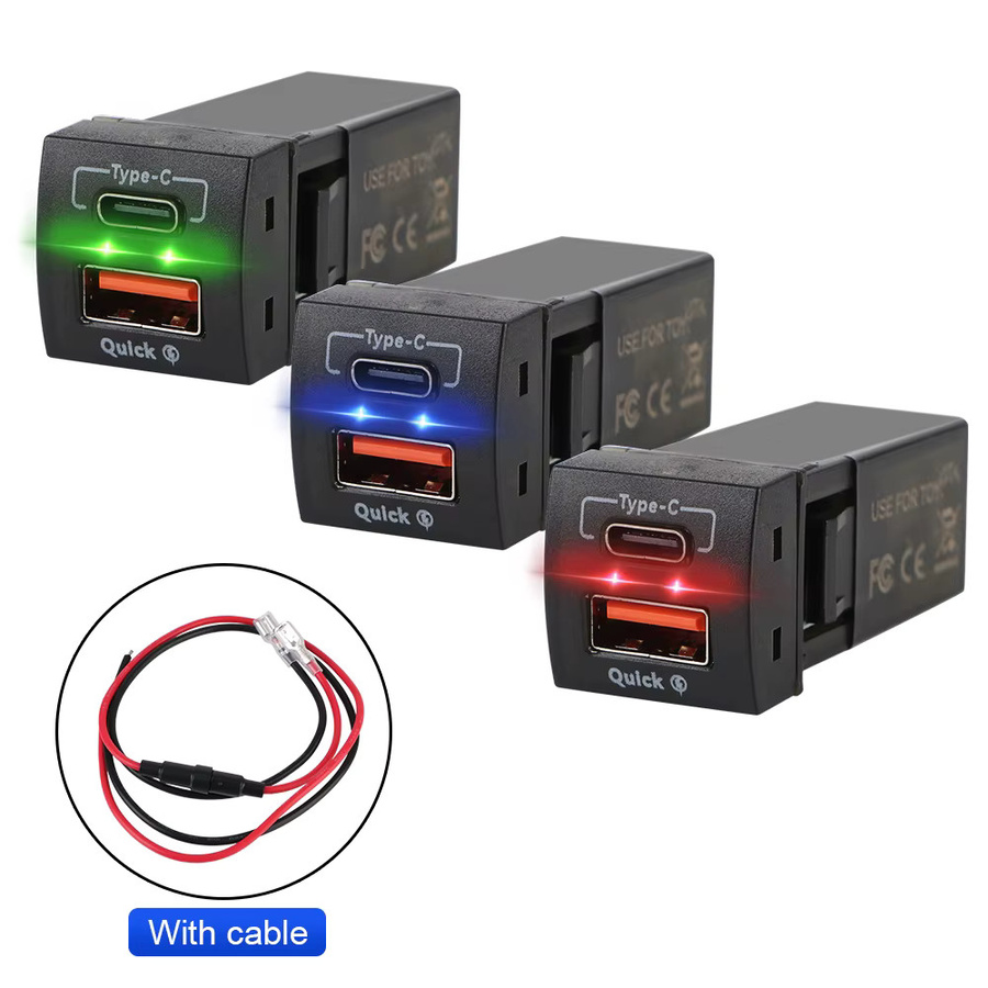 48W Schnellladegerät mit Voltmeter für Toyota, USB Typ-C PD und QC 3.0, 12V Autobatterie Steckdose, Schwarz - Bild 6
