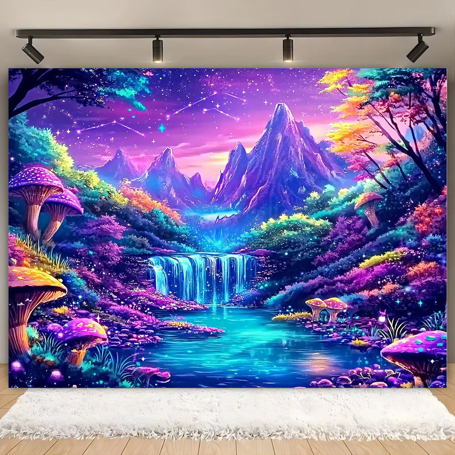 VIKAMA Fantasy Forest Wandteppich im Dunkeln leuchtend, Mehrfarbig, B/H: 60 x 40 cm - Bild 2
