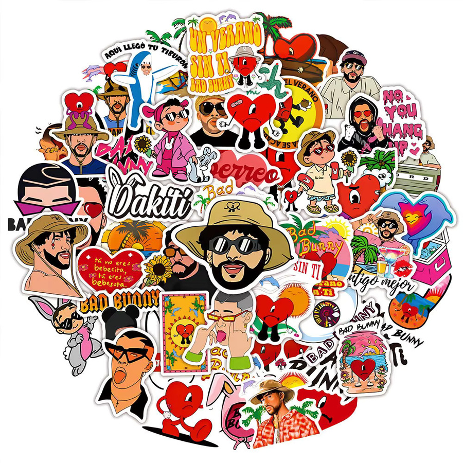 Bad Bunny Aufkleber, Cartoon Graffiti Sticker, 50-teiliges Set, multicolour - Bild 2