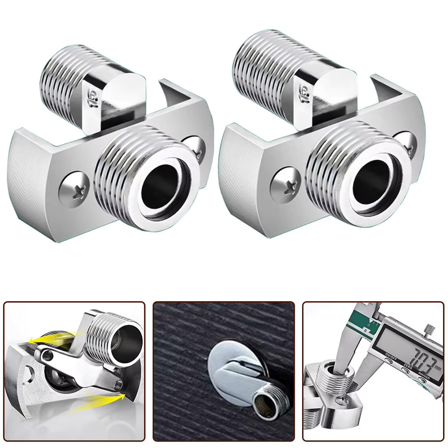 IOUHAPPY Wandhahn in Silber mit abgewinkeltem gebogenem Fuß und verstellbarer exzentrischer Schraube als Eckhahn-Adapter für Duschventil-Ersatzteile - Bild 3