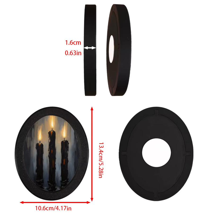 Ovales dekoratives Wandornament im Gothic-Stil mit schwarzen Kerzenelementen von Mys, Farbe: Schwarz, Höhe: 13,4 cm, Breite: 10,6 cm - Bild 4