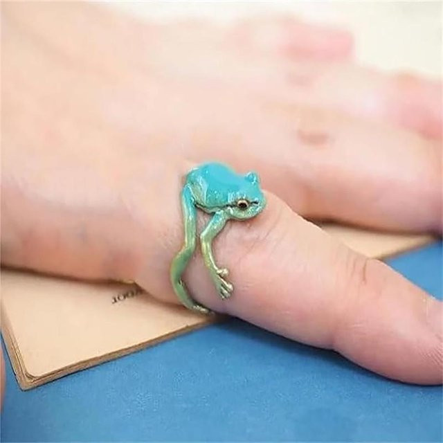 TuiYing001 Offener Ring, Frosch Kröte, Zinklegierung, beige, Unisex - Bild 1