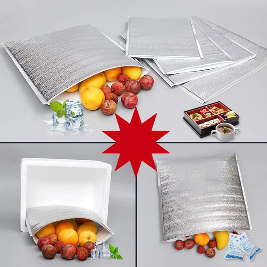 50er Paket Isolierte Aluminium-Kühltaschen für Picknick und Lebensmitteltransport, Silber - Bild 2