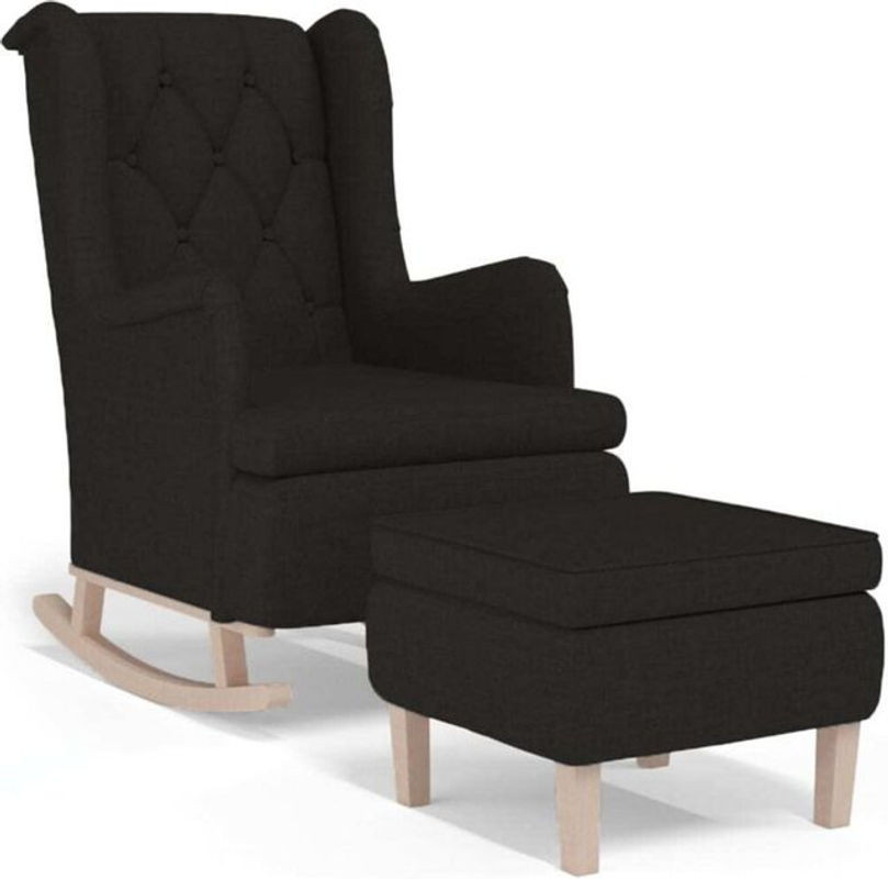 Vidaxl Schaukelstuhl mit passendem Hocker in Schwarz aus Stoff im klassischen Design - Bild 1