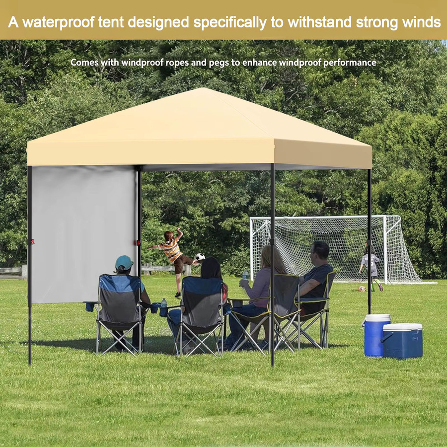 HiMiss Faltbares Pavillon-Zelt mit Seitenwänden, wasserdicht und UV-Schutz, Outdoor-Unterstand für Camping, Garten oder Strand in Grün oder Beige - Bild 2