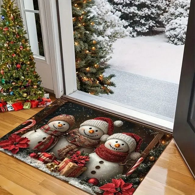 VIKAMA Weihnachtsschneemann Fußmatte für Wohnzimmer, Küche und Schlafzimmer als Weihnachtsdekoration - Bild 1