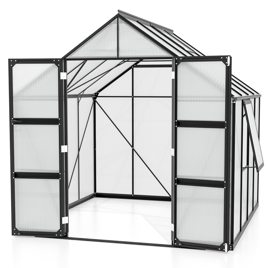 Vitavia Gewächshaus Olymp 6700 in Schwarz mit Polycarbonat-Platten, Dachfenster und Seitenfenstern, B: 257 cm, T: 258 cm - Bild 3