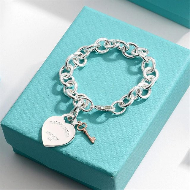 FFJB Armband, Legierung, Herzform, Emaille Anhänger, blue, Damen, 19 cm - Bild 1