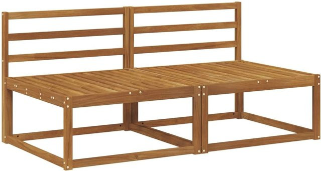 vidaXL 2 Stück Outdoor Mittelsofa aus Akazienholz in Braun mit Latten-Design, B/T/H: 110 x 83 x 60 cm - Bild 1