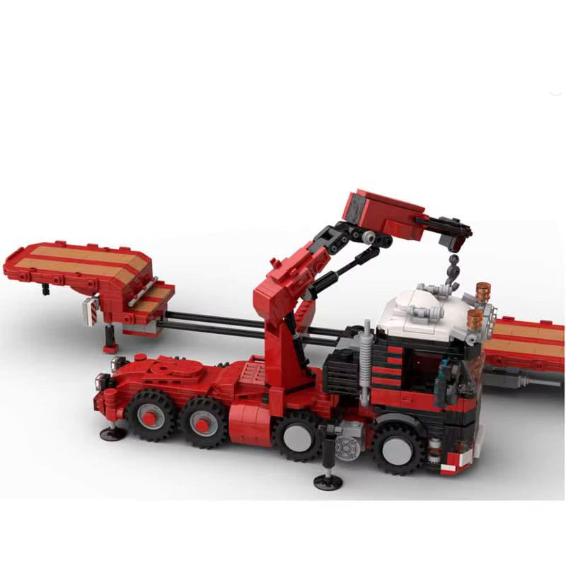 MST MOC-155708 8x4 Semi-Trailer-Traktor, LKW mit 3-Achsen-Low Loader, Baustein-Spielzeugmodell, 1107 Teile - Bild 2