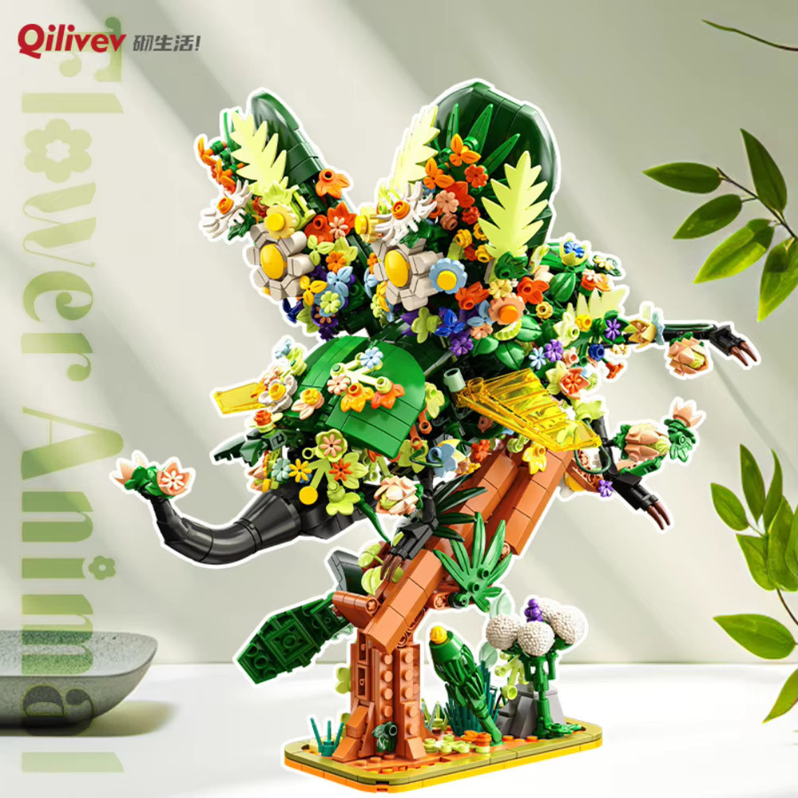 MOC Blumen Tiere Serie Bausteine Set Dschungel Igel und Papagei in Mehrfarbig - Bild 3