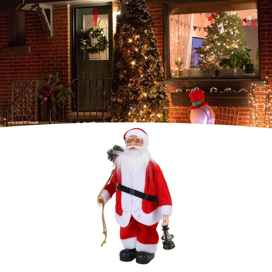Igeteck Nikolaus-Puppe als Weihnachtsdekoration in Rot und Weiß mit grüner Tasche - Bild 2