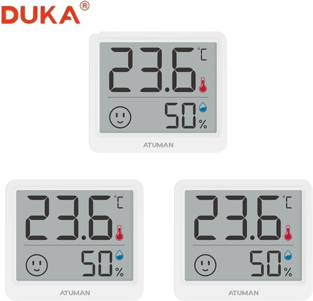 DUKA Atuman THmini Digitales Temperatur- und Feuchtigkeitsmessgerät mit 2,5 Zoll LCD Display in Weiß - Bild 1