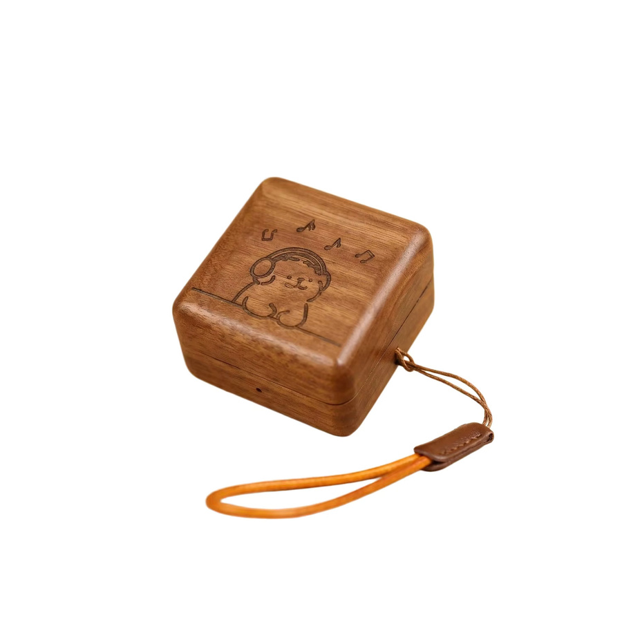 Samsung Galaxy Buds4 Pro und Buds4 Etui aus Walnussholz mit Handschlaufe in Braun - Bild 1