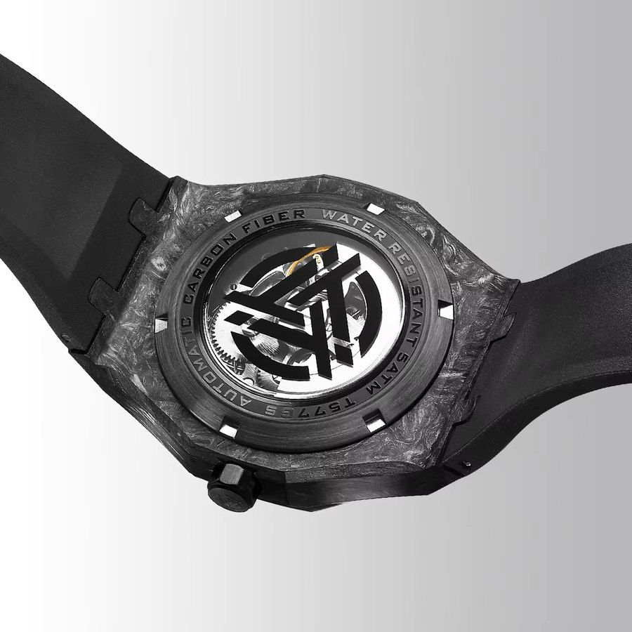 TIME TOKEN Armbanduhr, Carbonfaser, Saphirglas, Schwarz, Herren - Bild 3