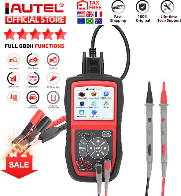 Autel AL539B Elektrischer Batterietester für 12-Volt-Batterien EOBD OBD2 Scanner in Schwarz - Bild 1