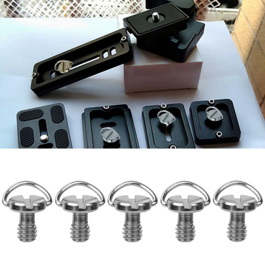 Lousxy 1/4 Zoll Kameraschraube mit zusammenklappbarem D-Ring in Silber für Schnellwechselplatten, Stativ, Einbeinstativ und Kamerakäfig - Bild 5