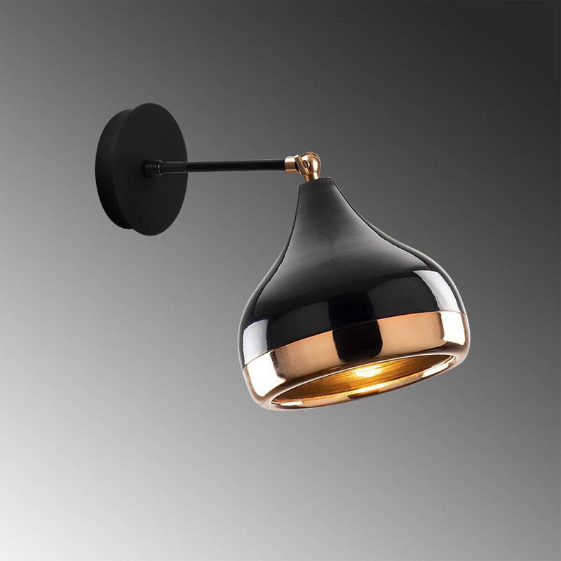 Opviq Wandleuchte Yildo aus Eisen in Schwarz und Kupfer mit E27 Fassung, B/H/T: 28 x 28 x 28 cm - Bild 3