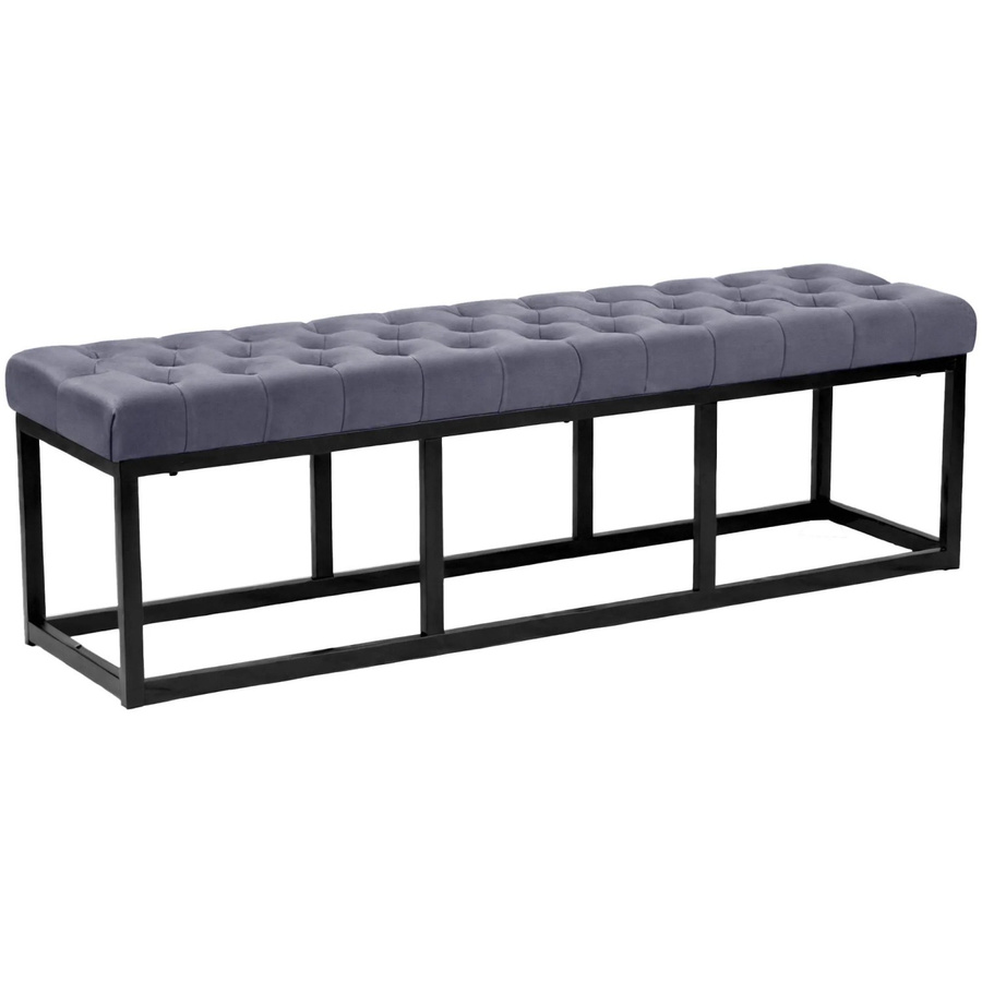 DELUKE Sitzbank MERIDA Polsterbank aus Samt in Grau, B/T/H: 150 x 37 x 42 cm - Bild 2