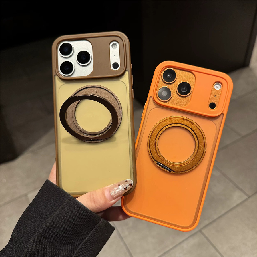 Magnetische iPhone Hülle mit drehbarem Ringständer für MagSafe, transparente harte PC-Abdeckung, Grau/Transparent - Bild 2