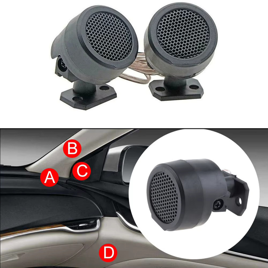 1 Paar Mini-Stereo-Hochtöner-Lautsprecher in Schwarz, 500 W, Kuppel-Lautsprecher für 12 V Auto-Audiosysteme - Bild 2
