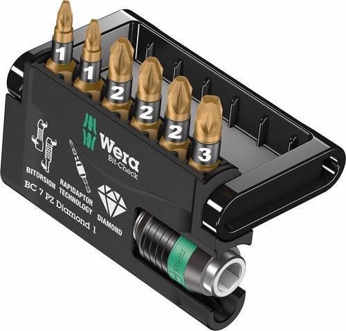 Wera Bit-Check Diamond 7-teiliges Bit-Set mit Kreuzschlitz Pozidriv und BiTorsion in Multicolor - Bild 1