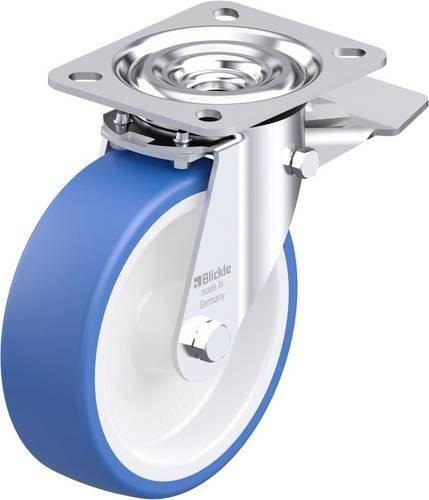 Blickle L-POTHS 125G-ST Stahlblech-Lenkrolle in Blau mit 125 mm Rad-Durchmesser und 250 kg Tragfähigkeit - Bild 1