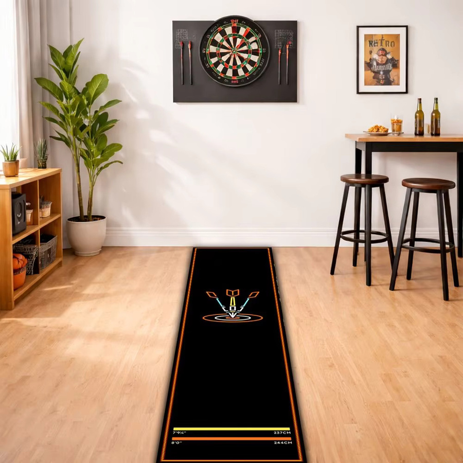 VIKAMA Professionelle Dart-Matte mit Wurflinien, rutschfest und verschleißfest, Schwarz, Breite: 260 cm - Bild 2