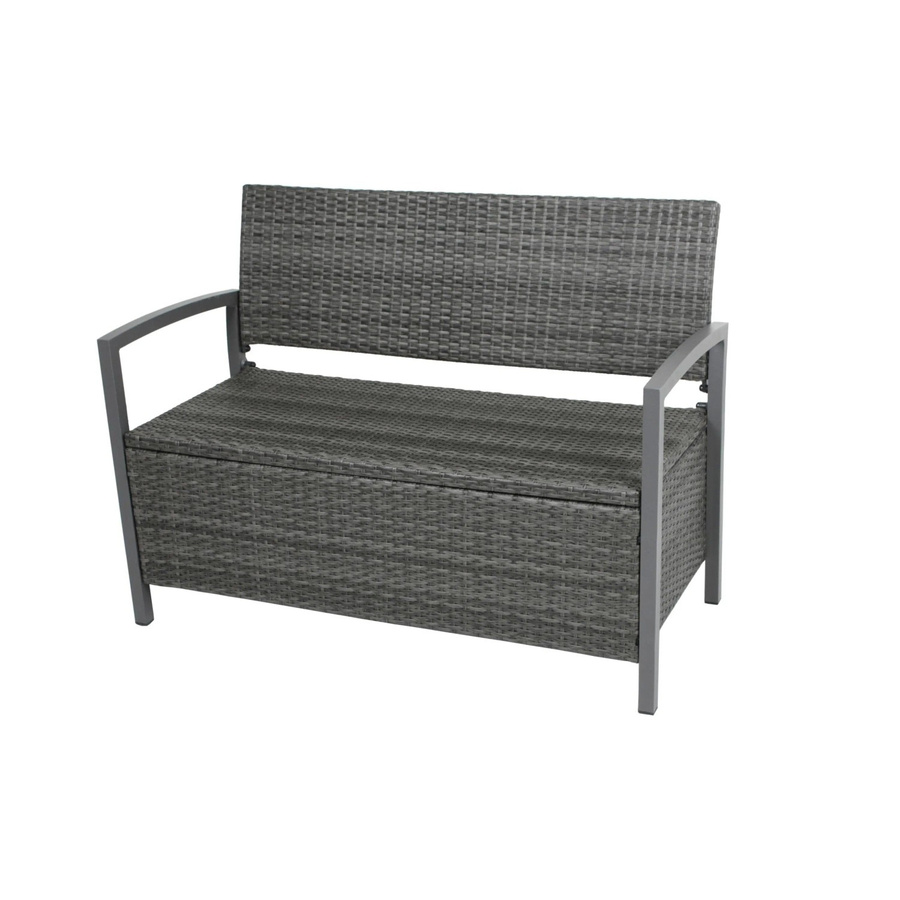 DELUKE Parkbank WOUTER Gartenbank mit Ablagefach aus Aluminium und Kunststoff, Dunkelgrau, Breite: 117 cm - Bild 2