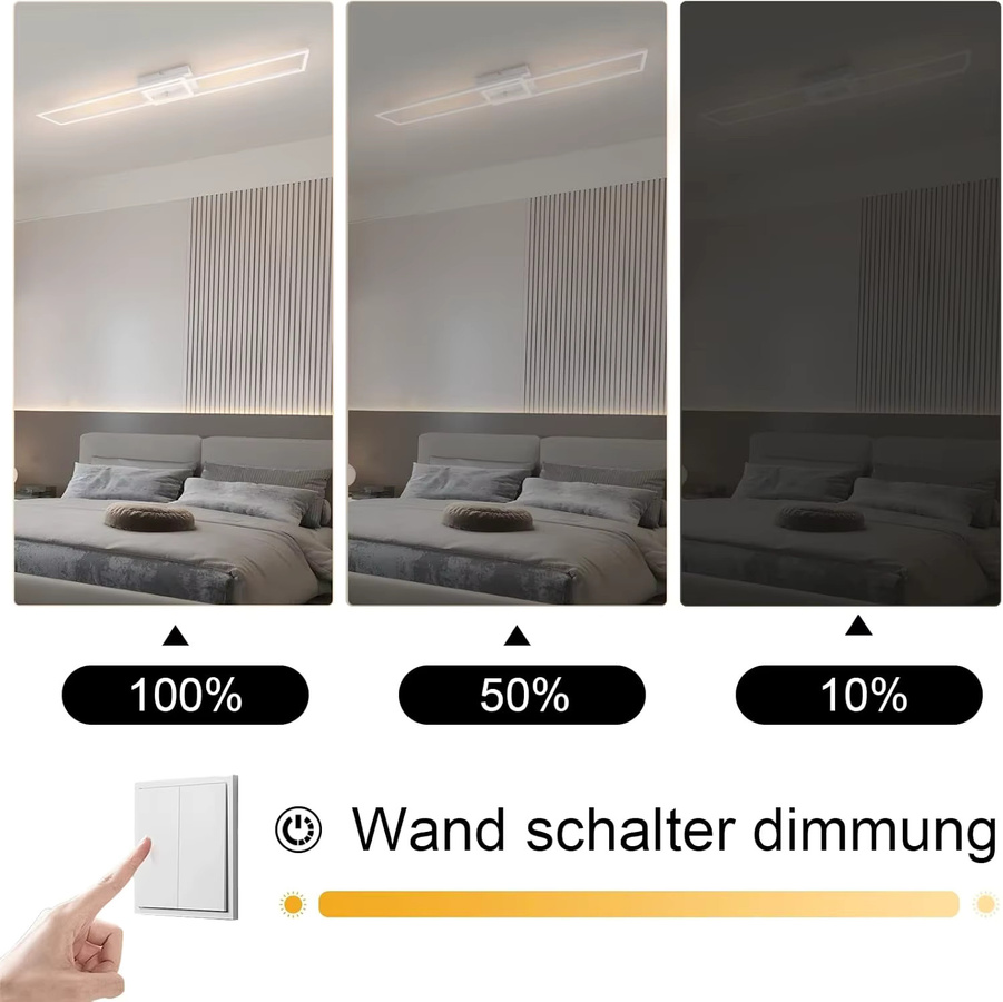 Cliheet 2-flammige LED-Deckenleuchte in Weiß, rechteckig, 32W, 3000K warmweiß - Bild 4