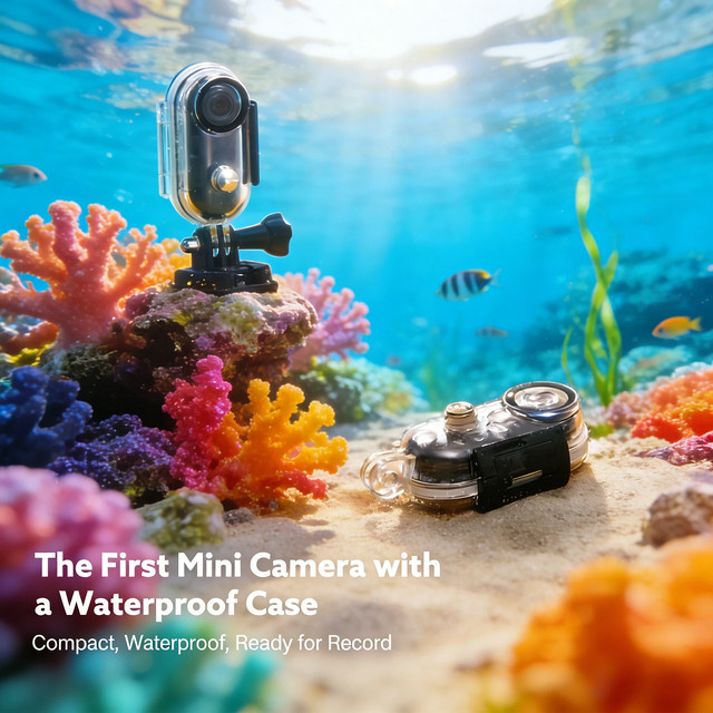JETO 4K Action Cam Mini Magnet-Clipcam in Schwarz mit WLAN und wasserdichtem Gehäuse - Bild 1