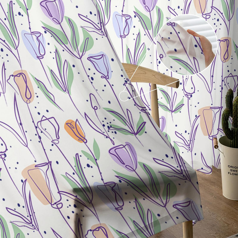 Super Six Transparenter Voile Vorhang mit Tulpen-Blumenmuster in Weiß, Breite: 135 cm, Höhe: 114 cm - Bild 5