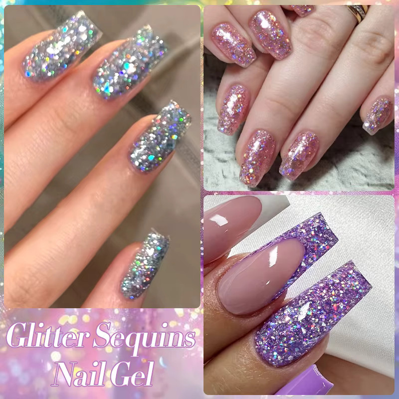 LILYCUTE Glitzer-Pailletten-Gel-Nagellack, 7 ml, bunt, glänzend - Bild 5