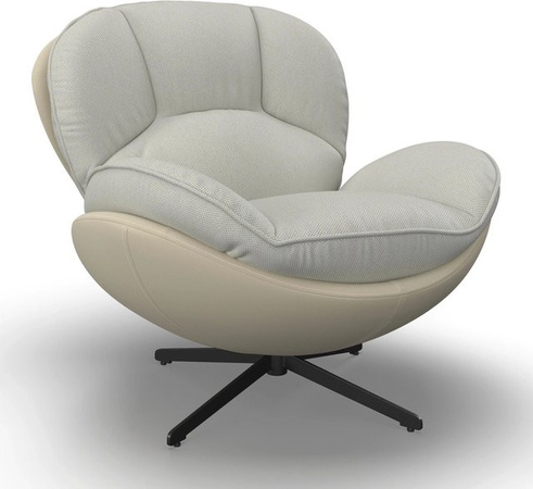 Bessagi Home Relaxsessel Ina in Beige mit Webstoff und Lederlook, schwenkbar und modern