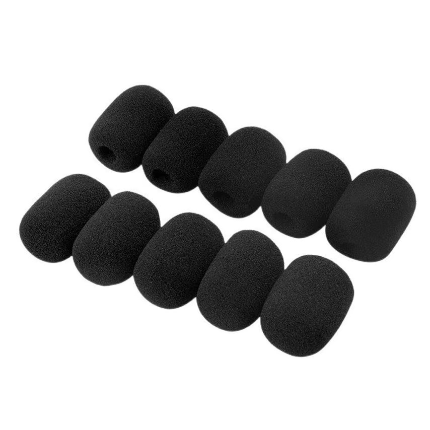 JCD 10 Stück Mini-Mikrofon-Schaumstoff-Abdeckungen in Schwarz als Ersatz-Windschutz für Headsets und Mikrofone - Bild 3