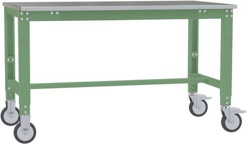Manuflex AU7314.6011 Arbeitstisch UNIVERSAL Spezial mobil mit Blechbelagplatte, Resedagrün, B/T/H: 100 x 80 x 75,2-97,2 cm - Bild 1
