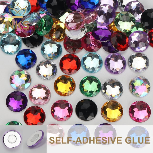 NKS Selbstklebende runde Acryl-Strasssteine in Multicolour für DIY-Dekorationen und Kleidung - Bild 1