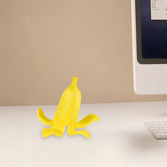 Aunel Bananenschale Handyhalter aus Kunststoff, gelber 3D-gedruckter Handy-Ständer für den Schreibtisch - Bild 3
