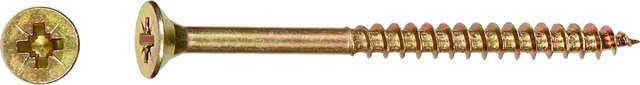 LUX-TOOLS Senkkopf Spanplattenschraube mit PZ-Antrieb, Durchmesser: 5 mm, Länge: 50 mm, verzinkter Stahl in Gold/Gelb, 200 Stück - Bild 1