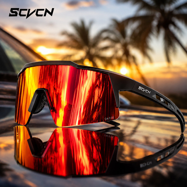 SCVCN Radsport-Sonnenbrille, Photochrom, Vollrand, Unisex, Kunststoff - Bild 1