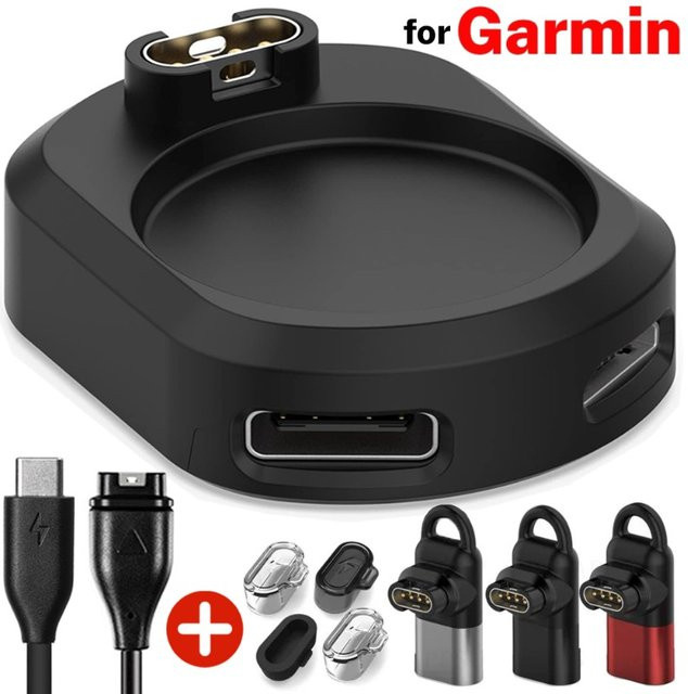 USB-C Ladegerät-Adapter für Garmin Smartwatches in Schwarz - Bild 1