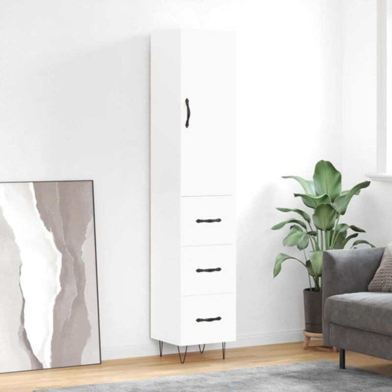 Modernes Highboard Vidaxl aus Holzwerkstoff und Metall in Weiß, B/T/H: 34,5 x 34 x 180 cm - Bild 1
