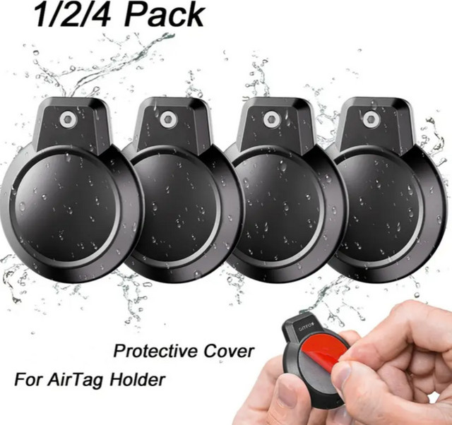 GITFOS Wasserdichte AirTag-Hülle für Apple AirTag mit Klebestreifen in Schwarz - Bild 1