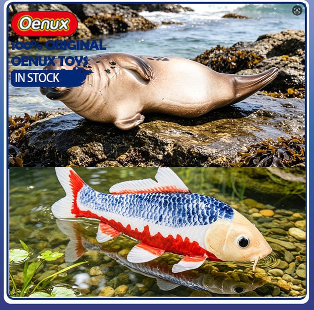 Oenux Realistische Seehund-Modelle, Bunte Koi-Fische, Lernspielzeug, Set / Bundle - Bild 1