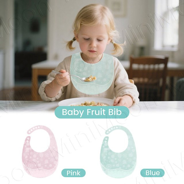 Momo&Dudu Silikon-Baby-Fütterungslätzchen mit Krümelauffangschale in Gelb, wasserdicht und leicht zu reinigen - Bild 1