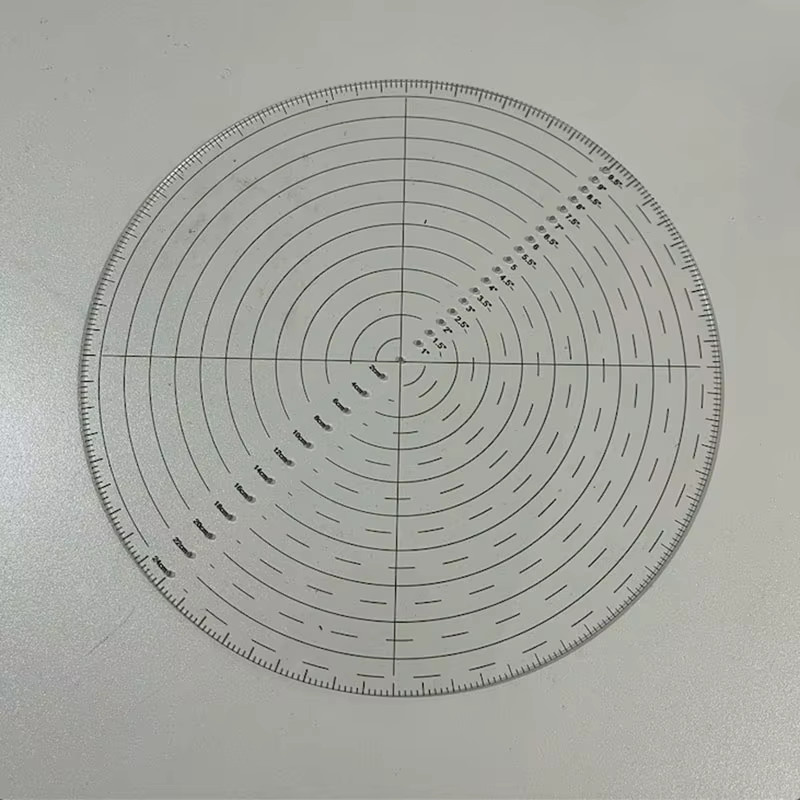 Nählineal aus transparentem Acryl mit Kompass und Mittensucher, Durchmesser: 25,4 cm - Bild 3