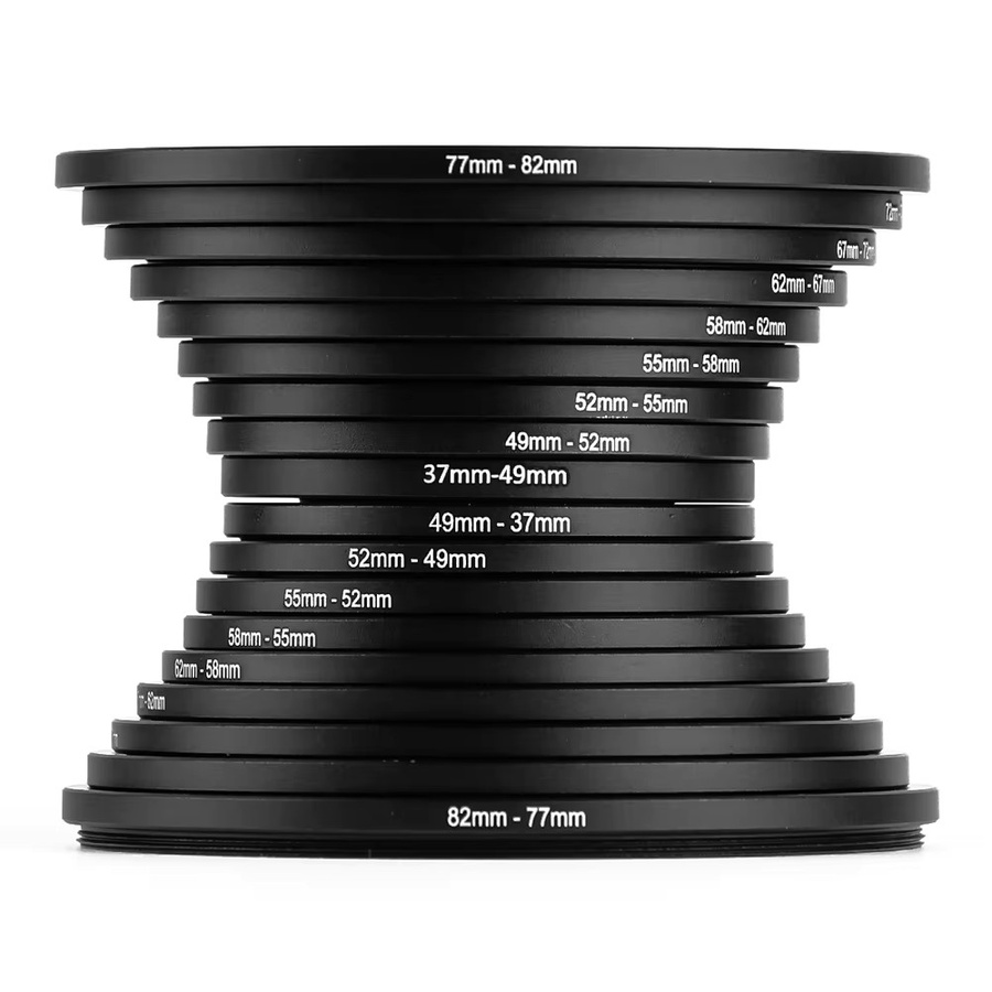 SZKOSTON Kameraobjektivfilter Step Up & Down Ringadapter Set aus Metall, Farbe: Schwarz, 37-82mm und 82-37mm - Bild 2